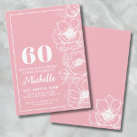 Convites 60º Aniversário do Elegante Rosa Floral<br><div class="desc">Apresentando um chic e elegante convite de aniversário 60º, perfeito para comemorar os 60 anos de estilo. A design apresenta uma rosa claro feliz, quase como um rosa-pincel mais escuro, com delicada linhagem de flores de anêmonas correndo pelo lado direito. Enquanto estas são flores anêmonas, elas podem puxar um olhar...</div>