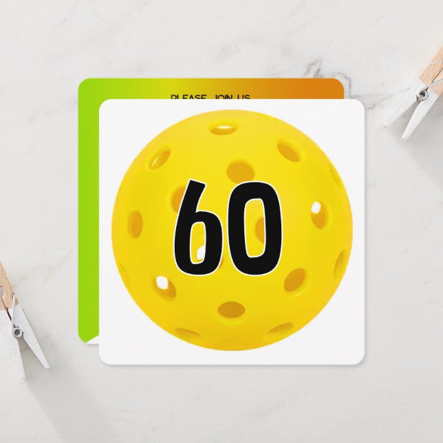 Convites 60º aniversário do Festa de Pickleball (Frente/Verso In Situ)