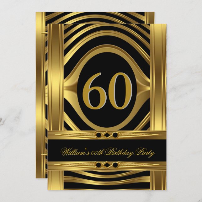 Convites 60º aniversário do metal Dourado parece uma joia p (Frente/Verso)