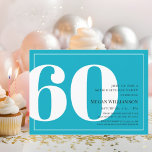 Convites 60º aniversário do moderno Aqua e do roteiro branc<br><div class="desc">O moderno Diversão Aqua e o White Script 60º Convite de Aniversário Seus convidados saberão que esta será uma festa especial apenas olhando para este convite!</div>