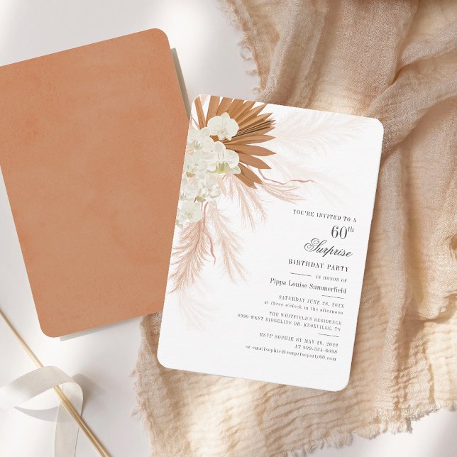 Convites 60º aniversário do Pampas Grass Party (60th Birthday Pampas Grass Party Invitation)