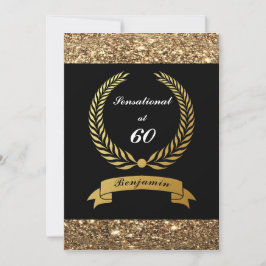 Convites 60º aniversário do Partido Elegante Dourado Negro