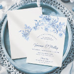 Convites 60º aniversário do Partido Surpresa Dusty Blue Flo<br><div class="desc">Elegante rosa floral azul de 60 anos convite de festas surpresa de aniversário.</div>