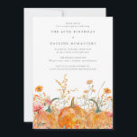 Convites 60º aniversário do Partido Surpresa Pumpkin Wildfl<br><div class="desc">As abóboras de queda estão aninhadas em delicadas flores silvestres amarelas do ouro e laranja para criar uma estética elegante. Todo o texto é editável para que você possa facilmente artesanato seu próprio humor especial.</div>