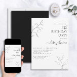 Convites 60º Aniversário do Script Branco Negro Moderno<br><div class="desc">Não é a sua típica comemoração de 60 anos! Imaginem seus convidados com este convite de 60 anos de botânica do roteiro moderno preto e branco. A incrível arte da linha é delicada e intrincada, a combinação perfeita de na moda, mas elegante, que garantirá que seu dia especial se sobressaia...</div>