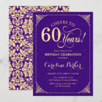 60º aniversário - Dourado Damasco Roxo