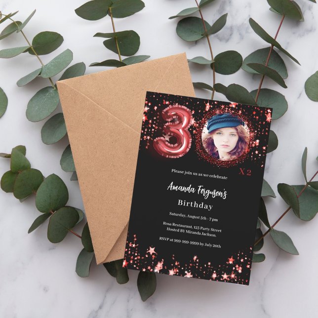 Convites 60º Aniversário - estrelas douradas de fotos preta (Criador carregado)