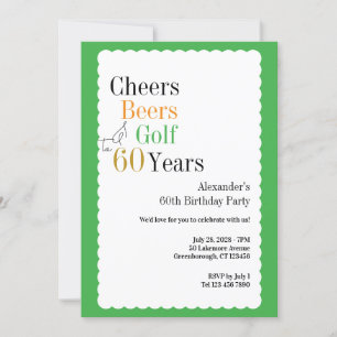 Convites 60º aniversário Golfe Cheers and Beers Green