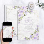 Convites 60º Aniversário Lavanda Lilaca Marble Aquarela<br><div class="desc">Celebre seu aniversário de 60 anos em estilo com este belo 60º aniversário da Lavanda Lilac Dourada Watercolor Marble Invitation! Com lavanda lilática elegante e elementos botânicos florais eucaliptos, elementos falsos de canto de poeira dourada e uma estrutura de lavanda lilática contra um fundo de mármore faux exclusivo, este convite...</div>