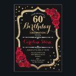 Convites 60º aniversário - Rosas vermelhas Douradas<br><div class="desc">60º convite para comemoração de aniversário. Design preto elegante com ouro e rosas vermelhas brilhantes falsos. Perfeito para uma bolsa mensageifesta de aniversario elegante. Pode ser personalizado em qualquer idade.</div>