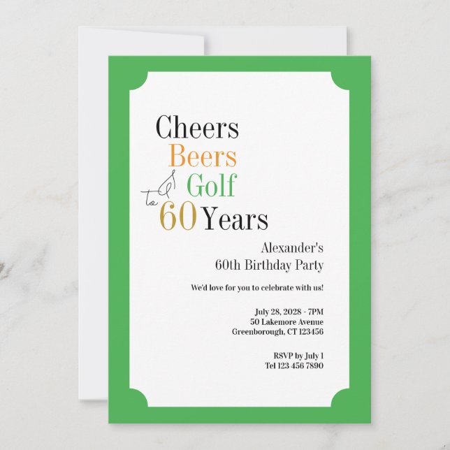Convites 60º aniversário Saúde e Cerveja Verde (Frente)