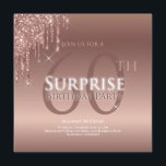 Convites 60º aniversário surpresa do Glitter White<br><div class="desc">É hora de comemorar e este convite fará com que sua festa vá na direção certa. Este design apresenta brilho cor-de-rosa e tipografia personalizada. Muito brilho!</div>