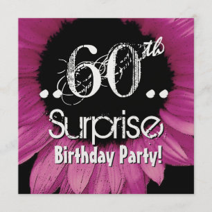 Convites 60º aniversário surpresa do Sunflower rosa