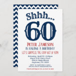 Convites 60º aniversário surpresa Marinho Azul<br><div class="desc">Um divertido e surpreendente convite de aniversário de 60 anos,  marinho azul,  branco e vermelho,  para o marco.</div>