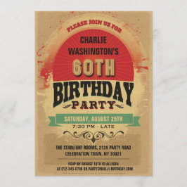 Convites 60º aniversário Vintage Typography Grunge