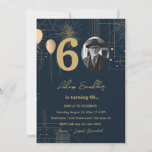 Convites 60º balões de festa de aniversário e fogos de arti