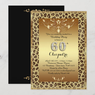 Convites 60º,Festa de aniversário 60º, preto de ouro de Chi
