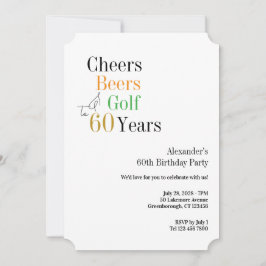 Convites 60º Golf Birthday Cheers and Beers Minimal