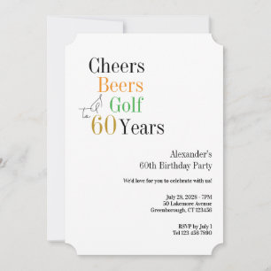 Convites 60º Golf Birthday Cheers and Beers Minimal