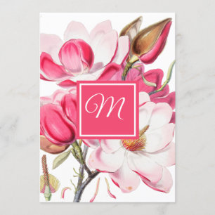 Convites 60º Monograma Elegante Rosa Floral, Aniversário