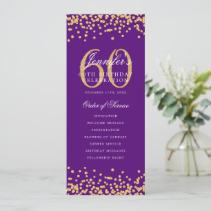 Convites 60º Programa de Aniversário Obrigado Roxo Dourado