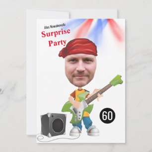 Convites 60º Sens Engraçado Aniversário Guitarra Funk Pi