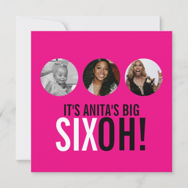 Convites 60º SEXOH!, 60º aniversário, cor-de-rosa brilhante (Frente)