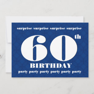 Convites 60º SURPREE Modern Blue and White Birthday W081