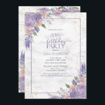 Convites 60. ª Lavanda de aniversário Lilac Marble Dourado<br><div class="desc">Comemore seu aniversário de 60 anos em estilo com este belo 60º aniversário Lavanda Lilac Marble Dourado Convite Botânico! Apresentando elegantes elementos botânicos florais lavandas lilás e verdes, elementos falsos de canto dourado e uma estrutura de lavanda lilás contra um fundo único de mármore faux carrera, este convite deve encanhar...</div>