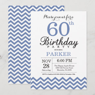 Convites 60. º Aniversário - Chevron Azul