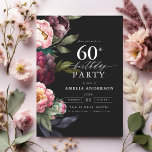 Convites 60.º Aniversário da Moderna Moody Burgundy Blush F<br><div class="desc">Celebre o seu marco com um moderno convite de 60 anos de aniversário, com flores rosas e brilhantes. Este elegante design combina tons profundos e dramáticos com sotaques românticos e suaves, perfeitos para estabelecer uma sofisticada e convidativa atmosfera. O arranjo floral impressionante adiciona um toque de luxo, enquanto o layout...</div>