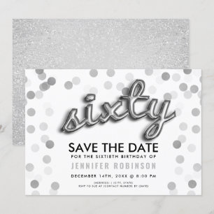 Convites 60.º Aniversário da Silver Balloon Guardar a Data