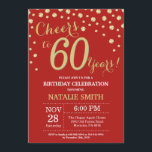 Convites 60. º Aniversário do Diamante Vermelho e Dourado<br><div class="desc">60º Convite de Aniversário com Fundo de Diamante Vermelho e Dourado. Dourado Confetti. Aniversário Adulto. Homens ou Mulheres Aniversário.
Para mais personalização,  clique no botão "Personalizar" e use a ferramenta design para modificar este modelo.</div>