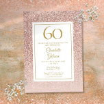 Convites 60.º Aniversário do Elegante Rosa Dourado<br><div class="desc">Com elegante rosa de ouro glitter ombre,  este convite de 60 anos chic pode ser personalizado com suas informações especiais de celebração de aniversário. Projetado por Thisnotme©</div>