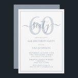 Convites 60.º Aniversário do Escrito Clássico Azul Dusty<br><div class="desc">Celebre o grande estilo 6-0! Leve a sua celebração de aniversário para o próximo nível com este 60º Convite formal de Script Clássico Azul Dusty. Com uma clássica caixa de texto azul empoeirada sobre fundo branco, detalhes personalizados podem ser incluídos em uma caligrafia moderna, escrita à mão. Adicione um pouco...</div>