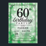 Convites 60.º Aniversário do Glitter Verde<br><div class="desc">60º Convite de Aniversário com Luzes de Cordas Verdes com Fundo Verde Brilhante. Aniversário Verde. Aniversário Adulto. Homens ou Mulheres no Dia Convidam. 13 15 16º 18º 20 21rua 30 40º 50º 60º 80 de 70 100º, qualquer idade. Para mais personalização, clique no botão "Personalizar" e use nossa ferramenta de...</div>
