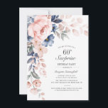 Convites 60.º Aniversário - Dusty Blue Botanical Script<br><div class="desc">Envie os convites para a próxima festa surpresa do marco com os nossos cartões Florais Modernos de cor azul-aquática do Pastel Pink. Apresentando um belo florescimento de aquarela botânica. Simplesmente personalize com os detalhes da parte clicando no botão personalizar para reorganizar e formatar o estilo e a colocação do texto....</div>