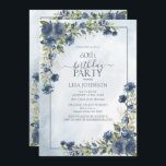Convites 60.º Aniversário Dusty Blue Watercolor Floral<br><div class="desc">Celebre seu aniversário de 60 anos em estilo com este belo 60º aniversário Dusty Blue Watercolor Convite Floral Dourado! Apresentando elegantes elementos botânicos florais azuis e eucaliptos poeirentos e um quadro azul empoeirado contra um fundo de aquarela único, este convite deve encanar seus convidados. Além disso, você pode personalizar os...</div>