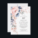 Convites 60.º Aniversário Floral Dusty Pink Azul<br><div class="desc">Envie os convites para a próxima festa de marco com nossos cartões de nota Floral de cor azul-aquática do Pastel Rosa Moderno. Apresentando um belo florescimento de aquarela botânica. Simplesmente personalize com os detalhes da parte clicando no botão personalizar para reorganizar e formatar o estilo e a colocação do texto....</div>