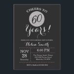 Convites 60. º Aniversário - Glitter Preto e Silver<br><div class="desc">60.º Aniversário - Cartão de Relógio Preto e Silver.
Para mais personalização,  clique no botão "Personalizar" e use a ferramenta design para modificar este modelo.</div>