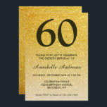 Convites 60.º aniversário Mambre cinza Dourada preta<br><div class="desc">Celebre a sua celebração de aniversário com este Convite à Cartão de Aniversário Glitter Dourado Amarelo Glitter Glitter Elegante Clássico de Na moda Glam.</div>
