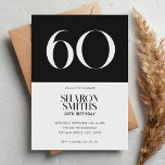Convites 60.º aniversário minimalista moderno preto e branc<br><div class="desc">Convite moderno minimalista de 60 anos com design simples e elegante tipografia gráfica em preto e branco.</div>