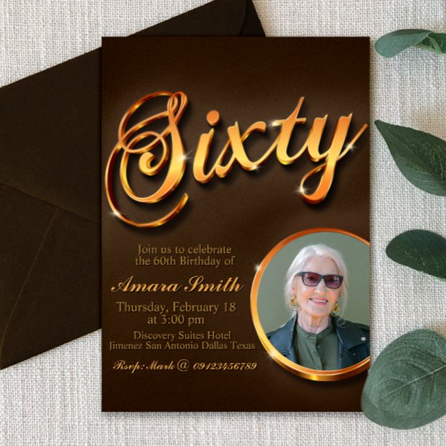 Convites 60.º Aniversário para Mulher com Imagem (Criador carregado)