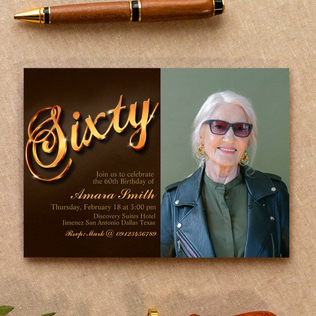 Convites 60.º Aniversário para Mulher com Imagem (Criador carregado)
