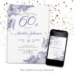 Convites 60.º Aniversário Púrpura Watercolor Wisteria Flora<br><div class="desc">60.º Aniversário da Wisteria Floral Purple Watercolor. Um delicado e feminino convite de aniversário floral e botânico roxo. Ele apresenta lindas flores de wisteria com uma dica de classe vintage! O designer está sempre pronto para ajudar, contate-a se precisar de ajuda com este design, clicando no botão de mensagem azul...</div>