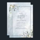 Convites 60.º Aniversário Verde Botânico Azul<br><div class="desc">Celebre seu aniversário de 60 anos em estilo com este belo 60º aniversário, Dusty Blue Botanical Greenery Invitation! Com elegantes elementos botânicos azuis elegantes e poeirentos, fundo de textura azul-aquática empoeirado, este convite deve encanar seus convidados. Além disso, você pode personalizar os detalhes do partido usando a caligrafia moderna, escrita...</div>