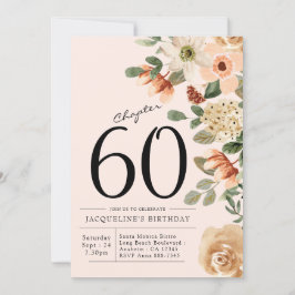 Convites 60. º aniversário Vintage Floral