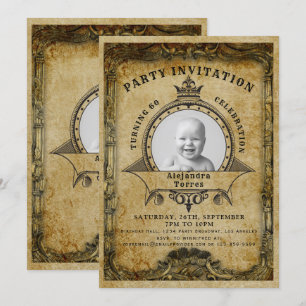 Convites 60.º aniversário Vintage Retro Photo Surprise Part