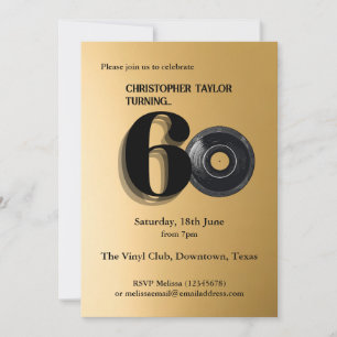 Convites 60.a Festa de aniversário de vinilo simples