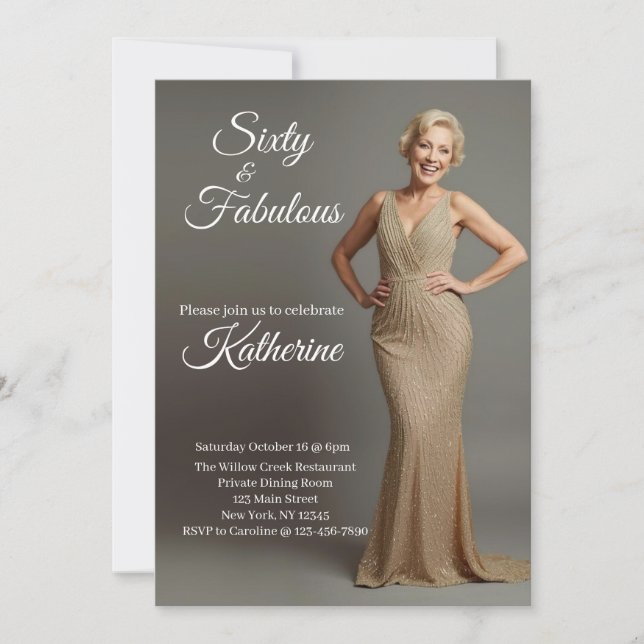 Convites 60 and Fabulous | 60th Birthday Party  (Frente)